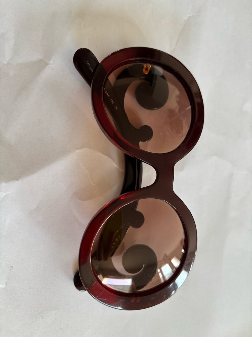 PRADA Minimal Baroque Round Sunglasses - Tortoise/Burgundy (SPR 27N) - Picture 4 of 6